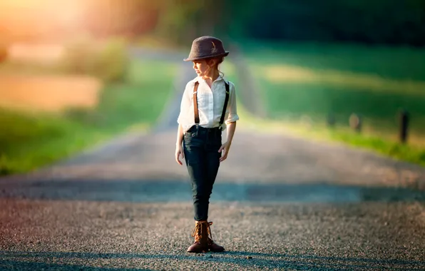 Картинка дорога, девочка, боке, Tomboy, child photography