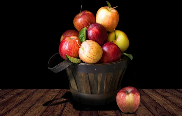 Fruit, apples, basket, fruit basket
