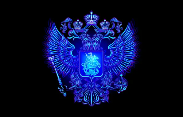 Темный фон, арт, Россия, герб