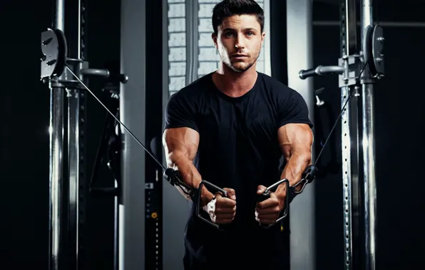 Взгляд, поза, фитнес, muscle, мышцы, атлет, тренажеры, бицепс