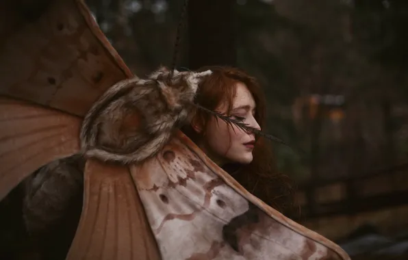 Девушка, Aleah Michele, огромный мотылёк, Words and moths