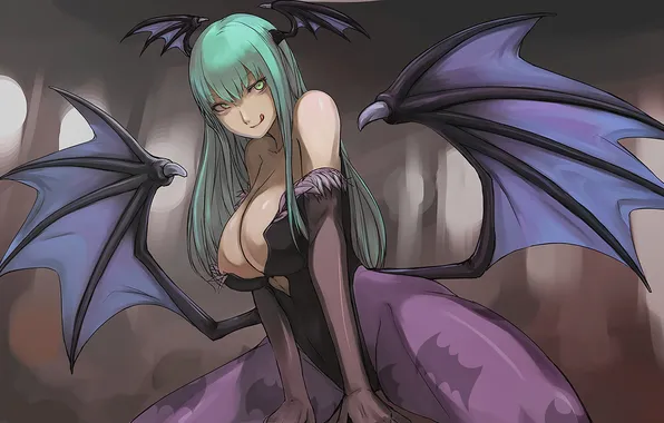 Девушка, крылья, вампир, Morrigan, Darkstalkers, силиконовые мячи