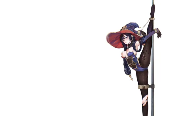 Girl, hot, sexy, hat, nipples, boobs, stretch, anime