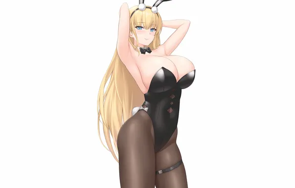 Girl, sexy, cleavage, long hair, boobs, sexy girl, anime, blue eyes