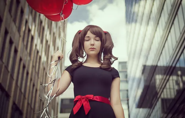 Девушка, город, улица, воздушные шарики, Maxim Guselnikov