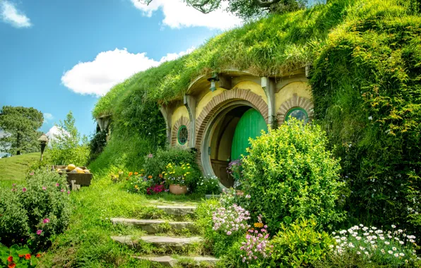 Трава, Ступеньки, Nature, Grass, Green, Хоббит, Hobbit