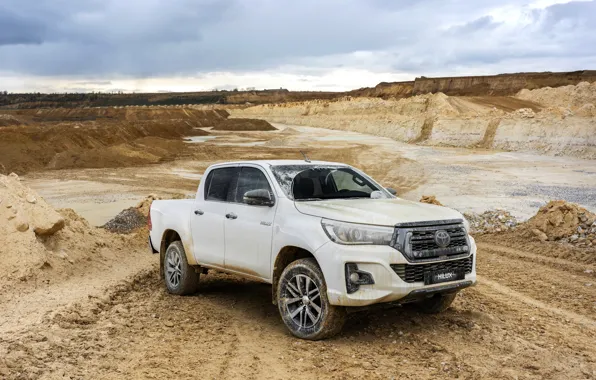 Белый, небо, Toyota, пикап, Hilux, Special Edition, карьер, 2019