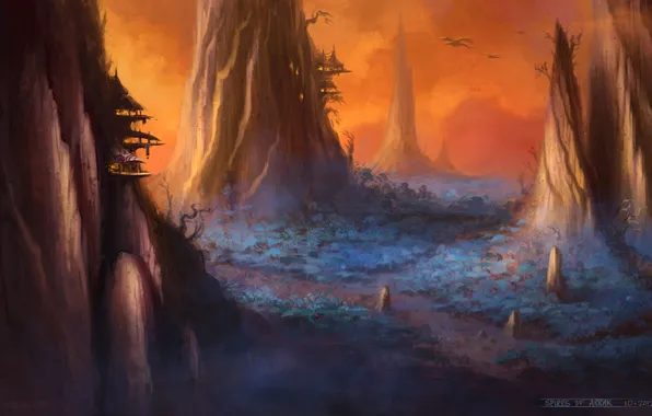 Арт, World of Warcraft, concept art, Острогорье, Spires of Arrak