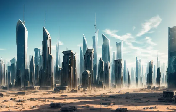 City, future, landscape, art, fantastic, cyberpunk, digital art, Futuristic