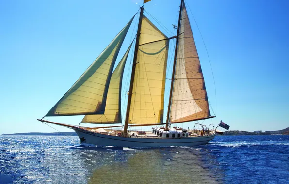 Море, путь, ветер, корабль, парусник, паруса, плавание, мачты