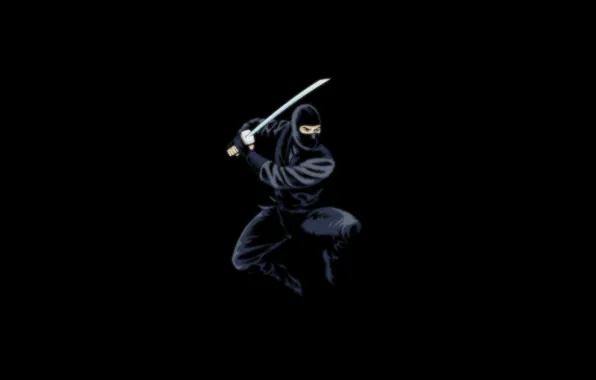 Картинка темный фон, меч, ниндзя, black, ninja
