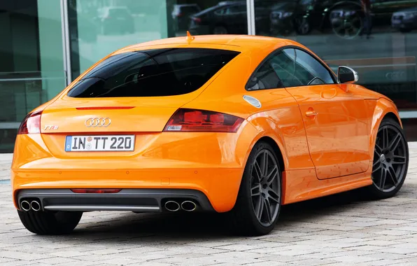 Car, Audi, Coupe, orange, задок, выхлопы, Audi TTS