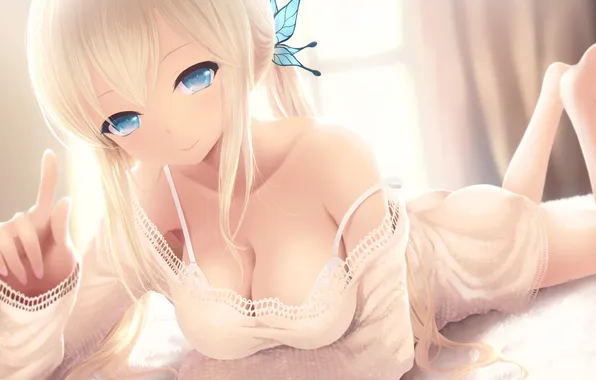 Sexy, boobs, blue eyes, look, Kashiwazaki sena