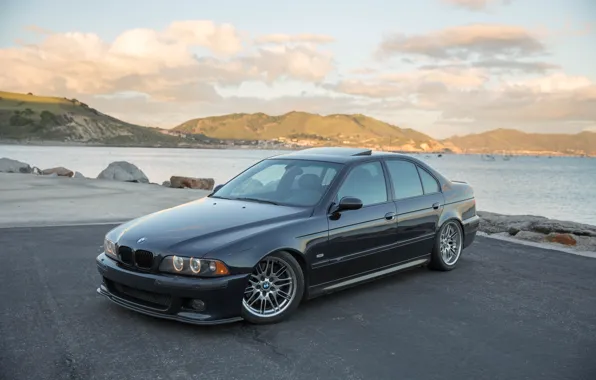 BMW, Water, Evening, E39, Sight