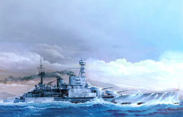Рисунок, арт, HMS Repulse 1941