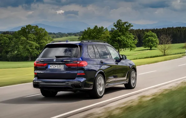 Картинка BMW, кроссовер, SUV, на дороге, 2020, BMW X7, M50i, X7