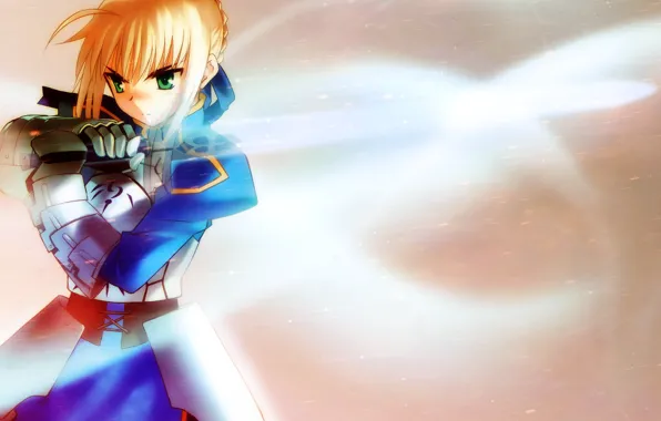 Девушка, фон, меч, сейбер, Судьба ночь схватки, эскалибур, Fate / Stay Night