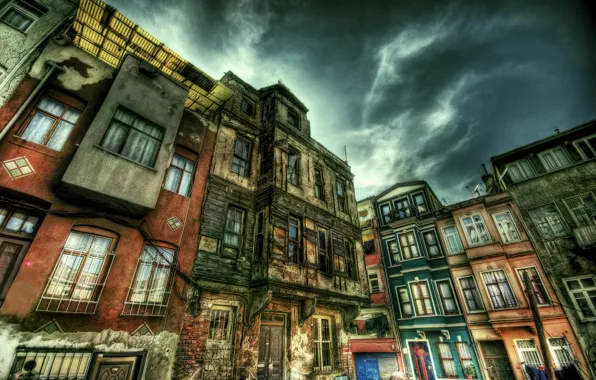 Картинка HDR, Улица, Стамбул, Турция, Street, Istanbul, Turkey, Old building