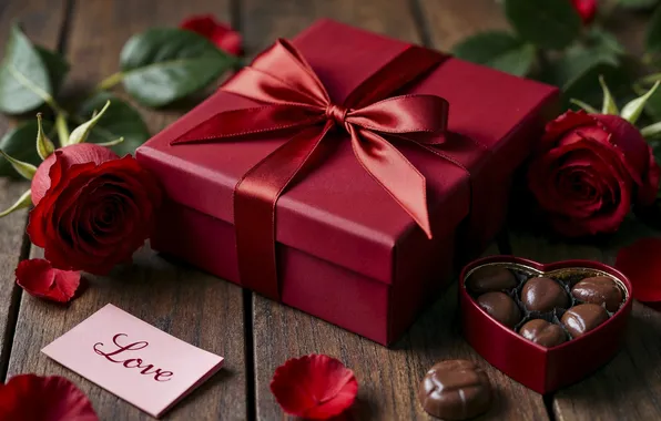 Картинка любовь, цветы, подарок, романтика, шоколад, розы, love, happy