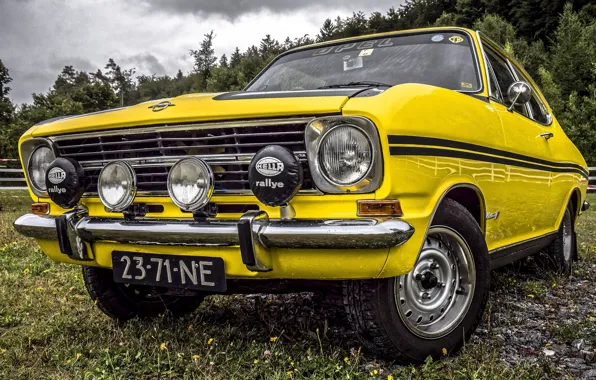 Car, Yellow, classic, Opel Kadett