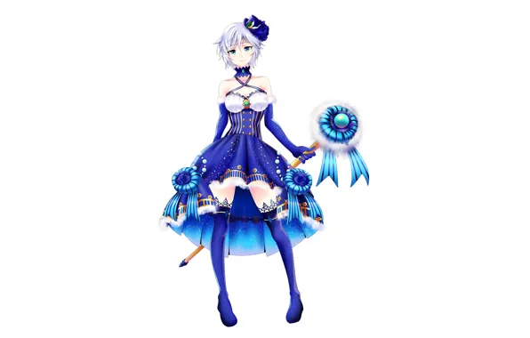 Girl, sexy, Anastasia, cleavage, thighhighs, dress, boobs, anime