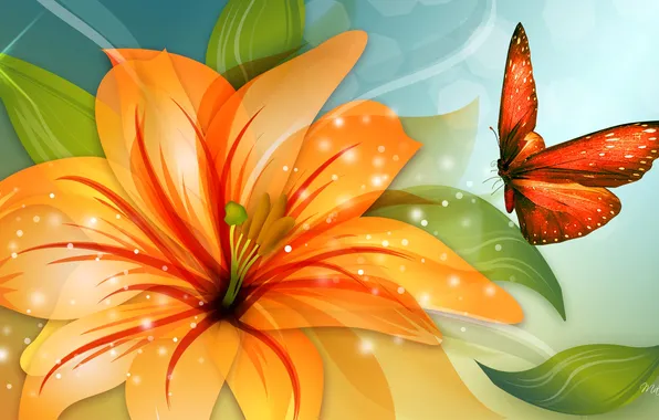 Картинка цветок, коллаж, бабочка, крылья, лепестки