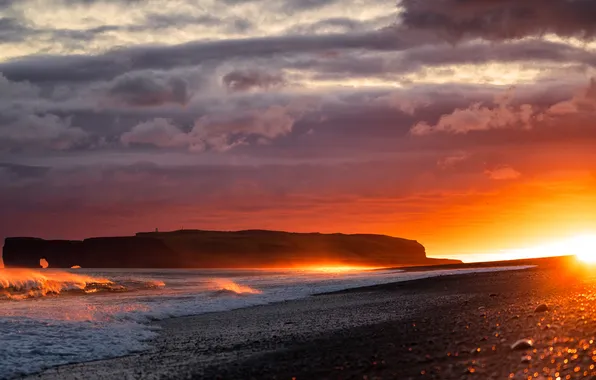Beach, sea, sunset, stones