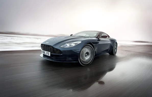 Снег, скорость, трасса, автомобиль, Aston Martin DB11