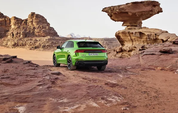 Audi, пустыня, вид сзади, кроссовер, 2020, RS Q8