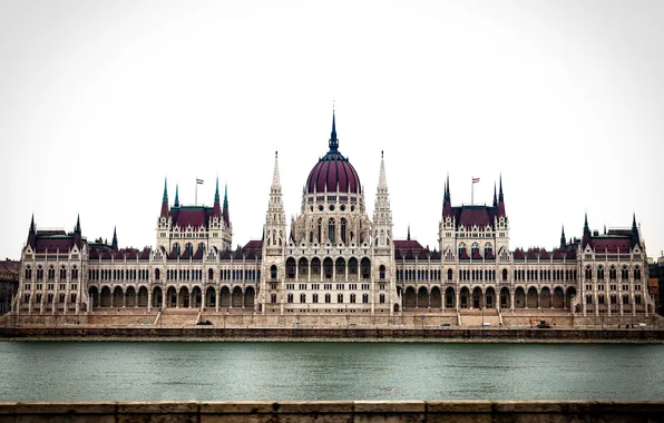 Картинка город, здание, утро, архитектура, парламент, Венгрия, Будапешт, Budapest