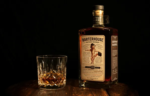 Стакан, бутылка, бурбон, kentucky bourbon, Barterhouse