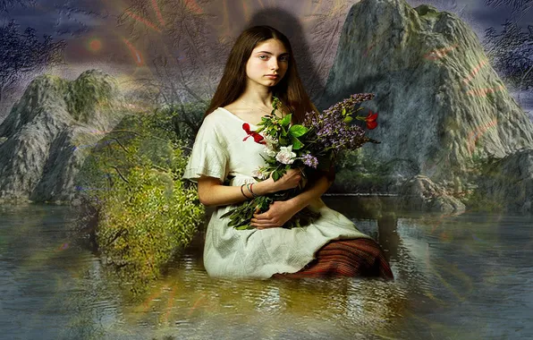 Fantasy, girls, model, scenery
