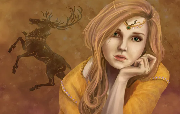 Картинка взгляд, девушка, фон, арт, зеленые глаза, Game of Thrones, Myrcella Baratheon