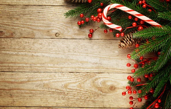 Ягоды, елка, Новый Год, Рождество, happy, Christmas, wood, New Year