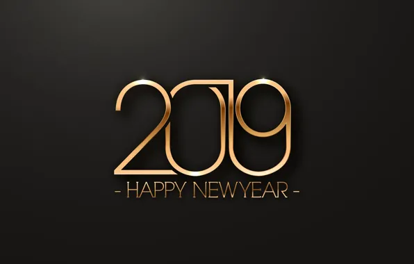 Золото, Новый Год, цифры, golden, черный фон, black, background, New Year