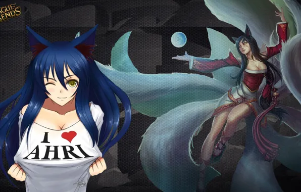 Лиса, love, fox, League of Legends, ahri