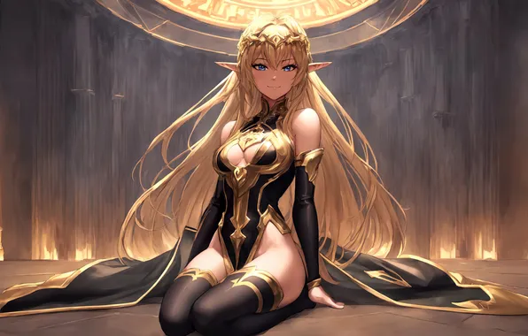 Girl, fantasy, anime, art, painting, elf, digital art, fantasy art