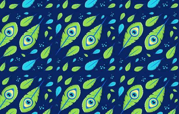 Синий, фон, текстура, pattern, feather, peacock