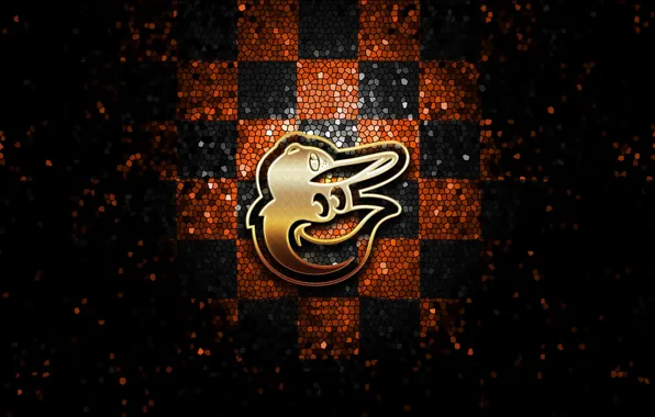 Wallpaper, sport, logo, baseball, glitter, checkered, MLB, Baltimore Orioles