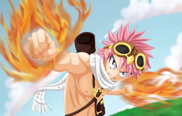 Аниме, арт, Fairy Tail, Нацу, Хвост феи