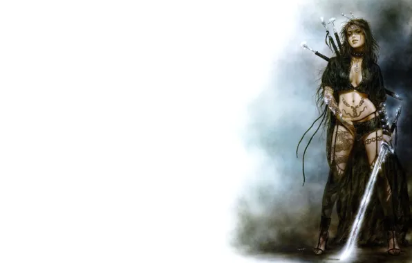 Девушка, меч, воин, Luis Royo