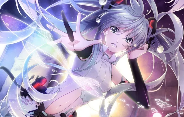 Девушка, Hatsune Miku, Vocaloid, Слезы