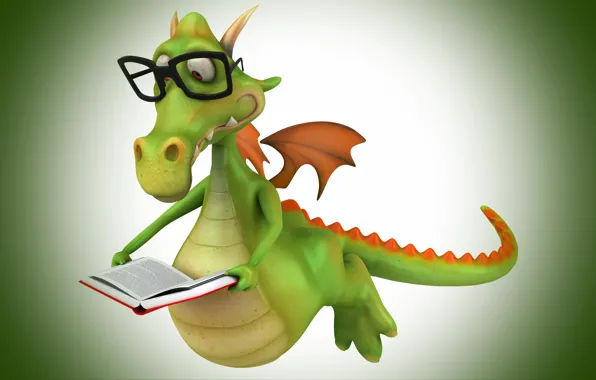Картинка крылья, крокодил, очки, книга, чтение