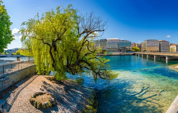 Картинка Дома, Швейцария, Набережная, Реки