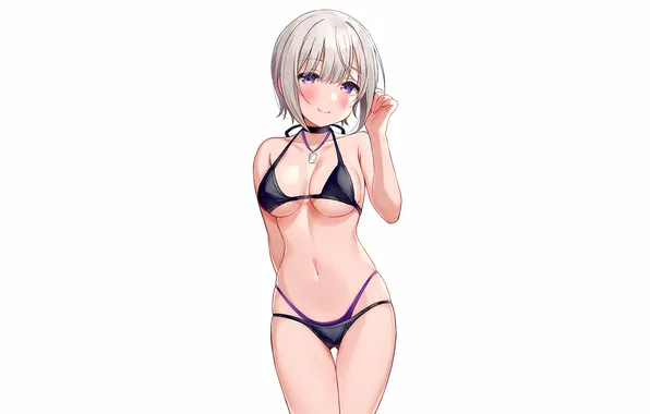 Girl, sexy, cleavage, boobs, sexy girl, blush, anime, beautiful