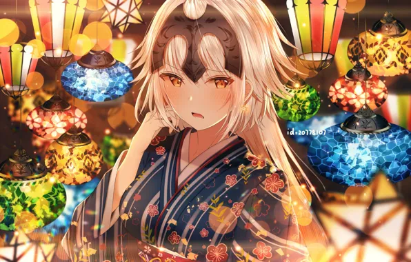 Девушка, Арт, Фонарики, Fate / Grand Order, Судьба великая кампания