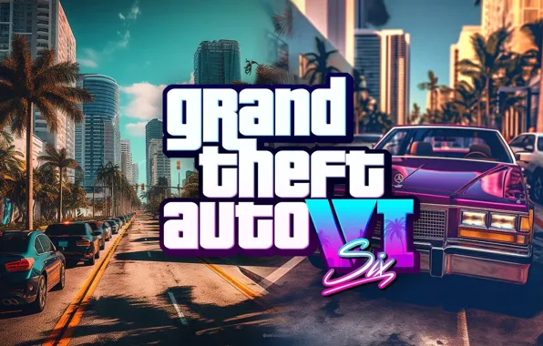 Игра, логотип, Logo, video game, Grand Theft Auto, Rockstar Games, GTA VI, action-adventure