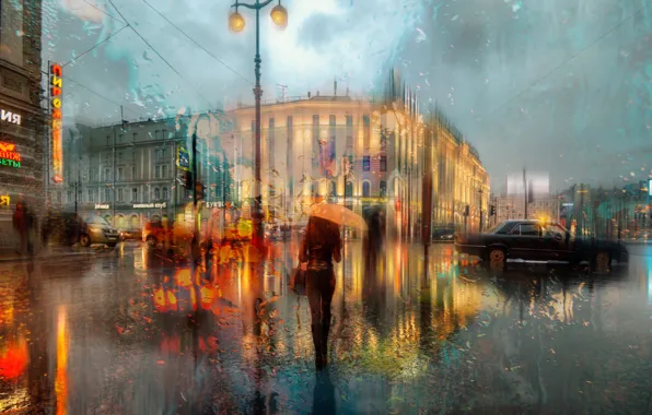 Дождь, пасмурно, Санкт-Петербург