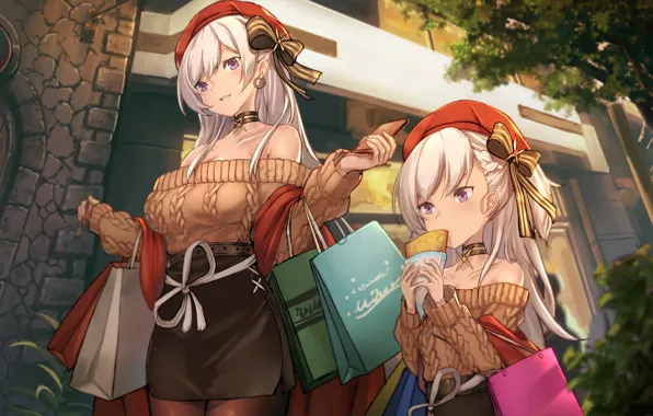 Sexy, long hair, girls, anime, beautiful, purple eyes, pretty, bags