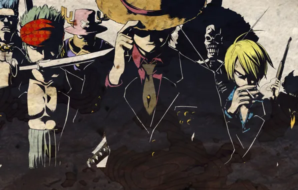 Картинка аниме, пираты, One Piece, Луффи